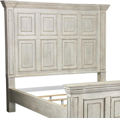 Liberty Furniture Big Valley California King Panel Bed Traditional Bedroom Wood Bed Frame - Distressed Whitestone Birch Wood3