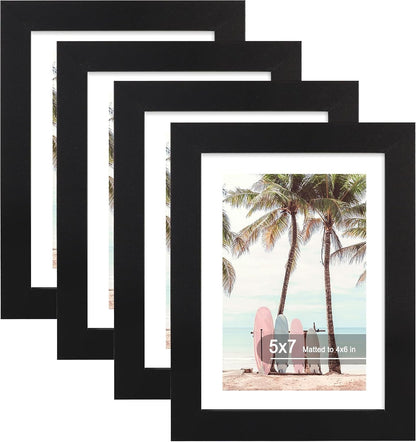 5X7 Picture Frame(4 Pack,Black) Made of Real Glass and Wooden Frame1