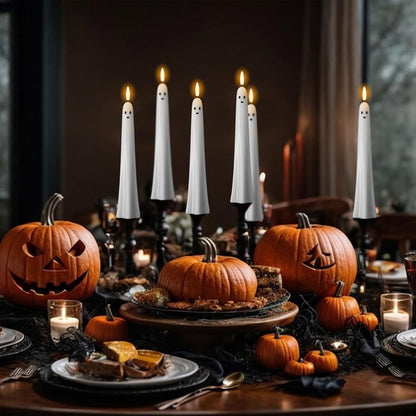 Ghost Halloween Flameless Taper Candles with Remote and Timer5