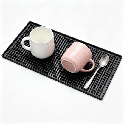 Bar Mat, 12"X6" Non-Slip PVC Mats for Home Coffee Bar Countertop | Versatile for Coffee Drinks Cocktail Makers, Keep Bar Counter Tops Neat Tidy, Dry Dishes Cups Glasses, Hand and Machine Wash1