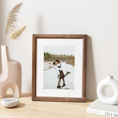 8X10 Picture Frame Natural Solid Walnut Photo Frames with 5X7 Removable Mat Wall Hanging Large Handcrafted Frame with HD Plexiglass Wall and Tabletop Display Large Poster Frame2