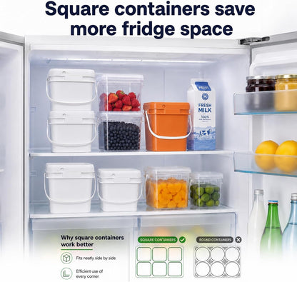 1Gallon Food Grade Square Plastic Bucket with Lid, Clear Airtight Storage Container, Reusable Pail for Kitchen Food Water Ice Cream Household Use (Transparent, 4Pcs)4