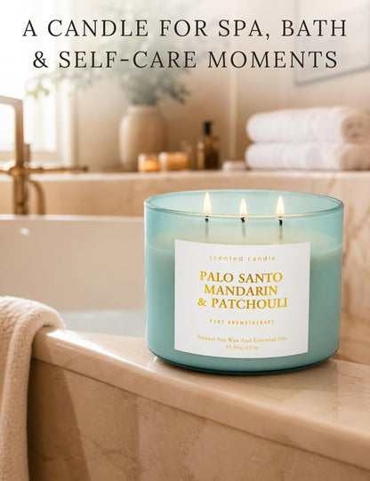 Palo Santo Mandarin Patchouli, 3-Wick Scented Soy Candle for Home, 15.8 Oz7