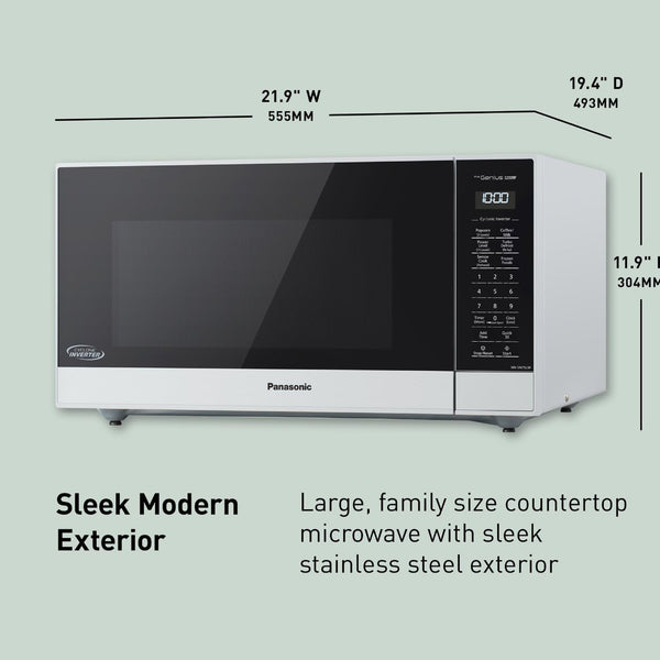 Panasonic NN-SN75LW Cu.Ft Cyclonic Inverter Countertop Microwave Oven 1250Watt Power with Genius Sensor Cooking, 1.6 Cft, White2