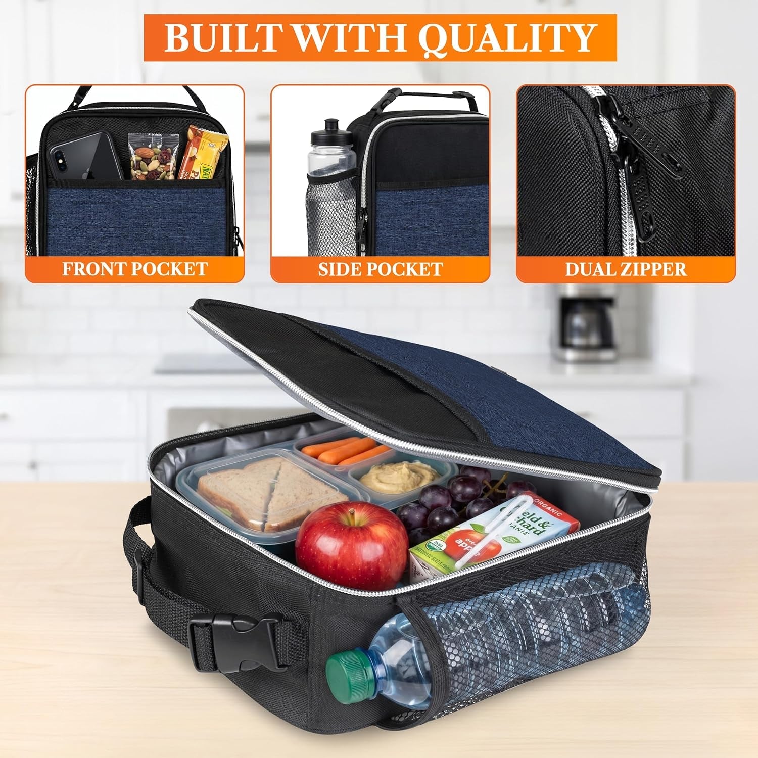 insulated-lunch-bag-for-kids-boys-girls-small-compact-lunch-box-with-wide-opening-mesh-pockets-reusable-lunch-pail-for-school-work-adults-men-women-heather-navy-blue