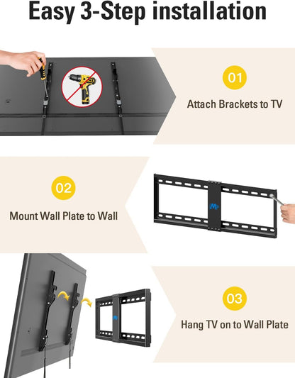 Tilting TV Wall Mount for Most 37-90 Inch Tvs up to 132Lbs | Low Profile TV Mount Fits 16", 18", 24" Studs, Max VESA 600X400Mm, Wall Mount TV Bracket with Quick Lock & Release, MD2268-LK8