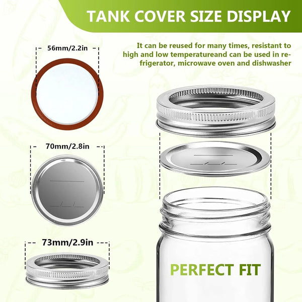 Canning Lids and Rings Regular Mouth, 24Pcs Split Type Metal Mason Jar Lids with Bands for Regular Mouth Ball, Kerr Jars - Food Grade with Silicone Airtight Seal Small Canning Lids (70Mm)6