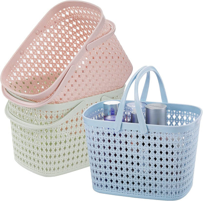 3 Pack Portable Shower Caddy Basket, Plastic Storage Baskets with Handle Plastic Tote Storage Basket Easter Baskets Toiletry Organizer for Bathroom, Kitchen, Pantry, College Dorm1