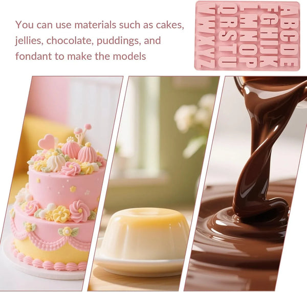 1 Pcs 26 Cavities Silicone Alphabet Chocolate Letter Molds, Letter Molds for Chocolate, Candy, Cake, Biscuit, Large Depth, Easy Release and Clean5