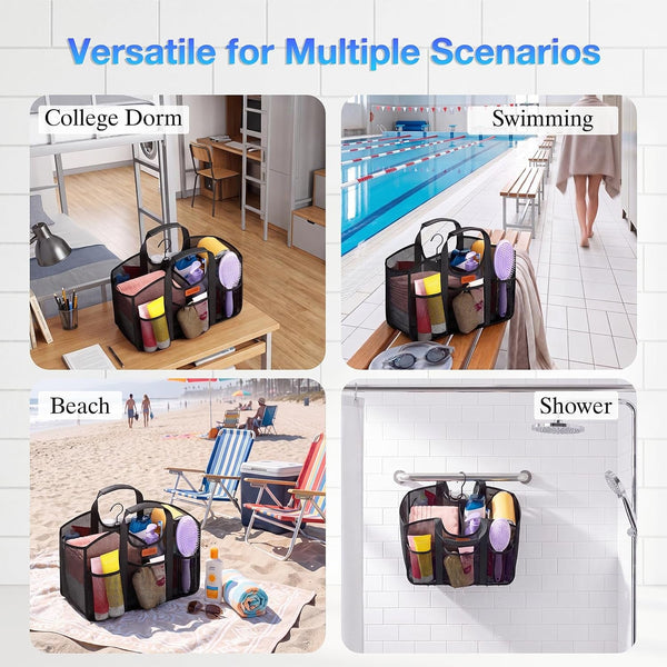 Mesh Shower Caddy for College Dorm with Hook and Soft Handles7