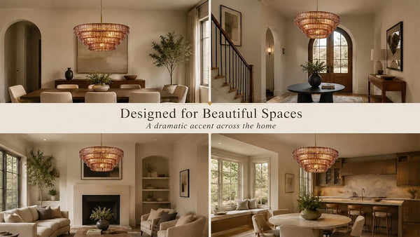 40 Inch Modern round Amber Crystal Glass Chandelier, Large 4-Tier 10 Lights Gold Luxury Hanging Light Fixture, for Dining Room, Kitchen Island, Living Room, Entryway (Included E12 Bulbs)8