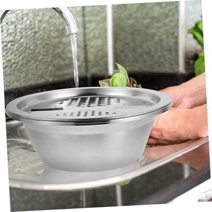 3Pcs Stainless Steel Vegetable Peeler Grater Set Multi Function Draining Slicer Tools for Fruits Vegetables Kitchenware with Two and Patterns Silver2