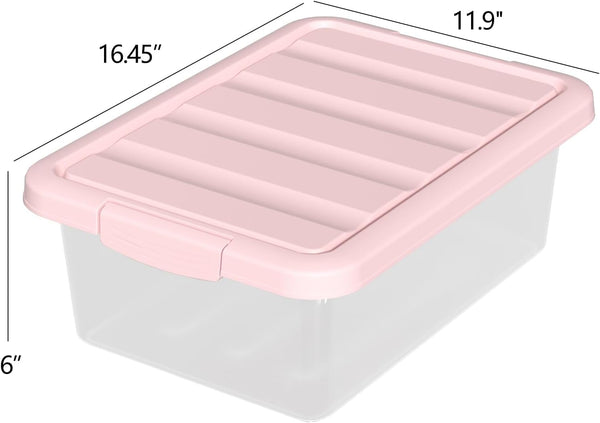 14 Quart Basic Clear Storage Box with Pink Lid (Pack of 2)2