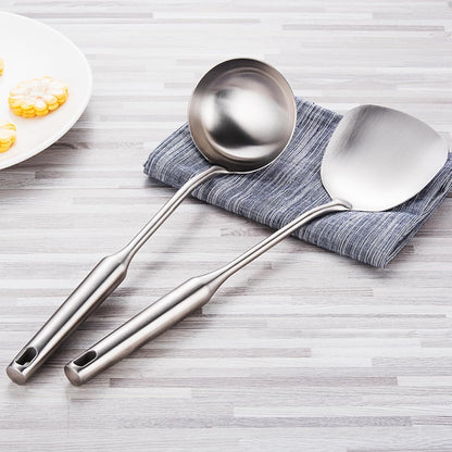 304 Stainless Steel Cooking Utensils Set 4 Piece 15 Inch Large Size Metal Kitchen Utensils Set Including Spatula,Ladle,Serving Spoon,Meat Fork,Stainless Steel Cooking Tools8