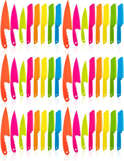 48 Pcs Kid Cooking Kitchen Knife Set, Plastic Serrated Edges Children'S Safe Nylon Knives for Cutting Fruit Bread Cake Salad Lettuce Kids Cooking Supply1