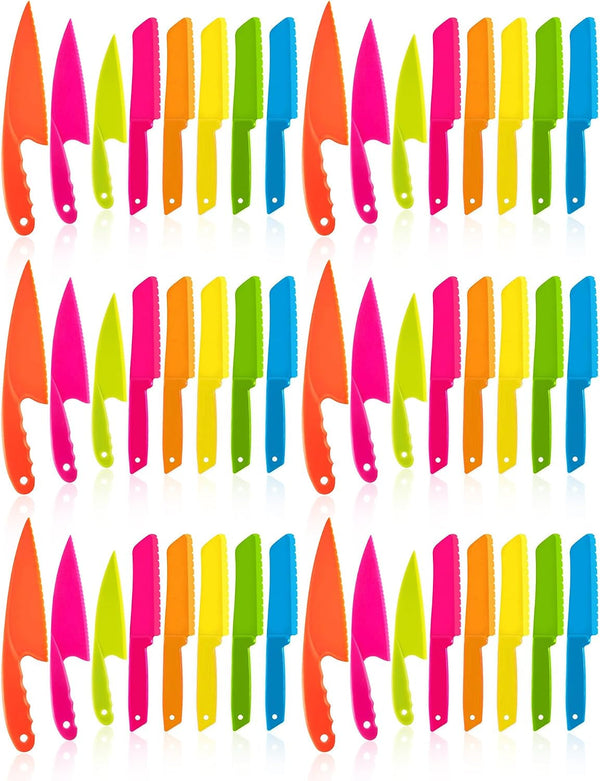48 Pcs Kid Cooking Kitchen Knife Set, Plastic Serrated Edges Children'S Safe Nylon Knives for Cutting Fruit Bread Cake Salad Lettuce Kids Cooking Supply1