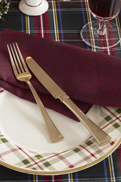 Holiday Plaid Porcelain 12-Piece Christmas Dinnerware Set for 44