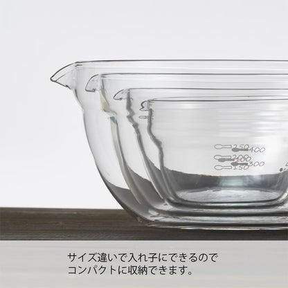 KB-1318 Single-Mouth Bowl, Heat Resistant Glass, Set of 3, Multi Balls, Clear, Made in Japan2