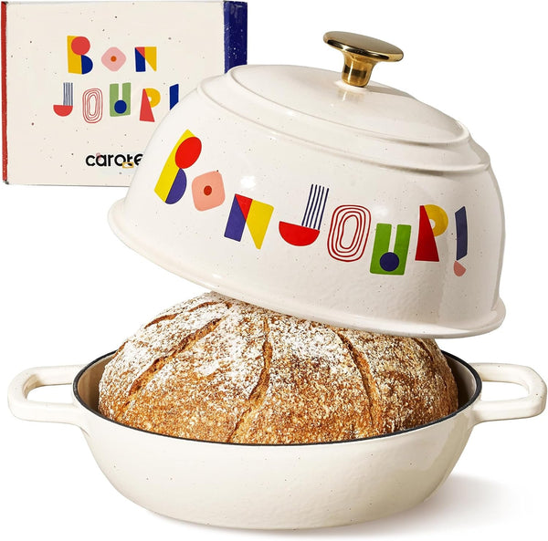 Cast Iron Dutch Oven Pot with Lid, 5QT round Bread Oven, Bonjour | Homemade Sourdough Bread Baking, Healthy & Non-Toxic, Dual Handles, All Stovetop Compatible, Oven Safe up to 500° F9