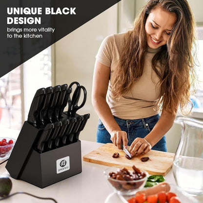 14-Piece Japanese High-Carbon Stainless Steel Knife Set，Black8
