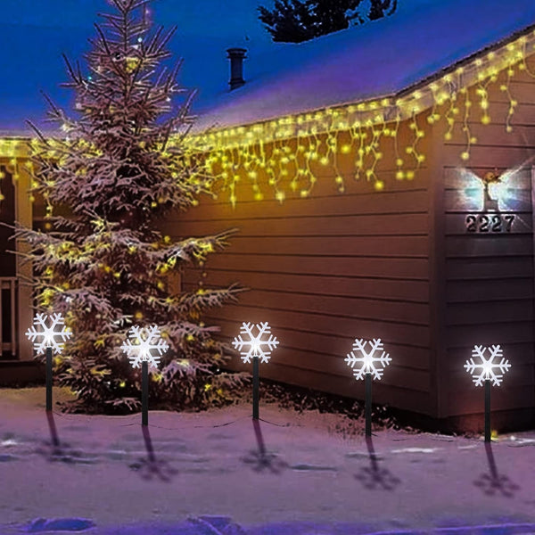 Snowflake Solar Christmas Lights Outdoor, 10 Pack Yard Stakes6