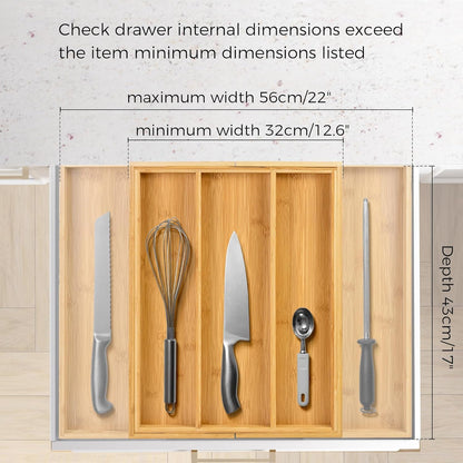Bamboo Expandable Kitchen Drawer Organizer Silverware Utensil Tray5