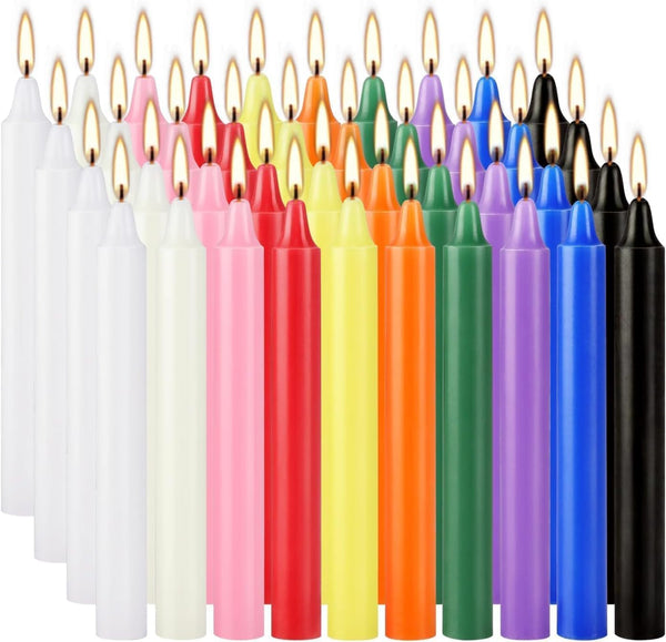 40 Pack Assorted Color Spell Chime Candles, 4 Inch Mini Taper Candles for for Home Decor Kitchen Decor Wedding Decoration-10 Colours1
