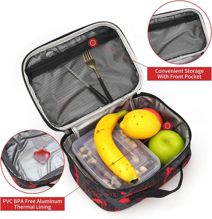 Lunch Box with Padded Liner, Spacious Insulated Lunch Bag Durable Thermal Lunch Cooler Pack with Strap for Men Women Boys Girls Adults School Sports Beach Picnic Work Camp,2 Pocket2