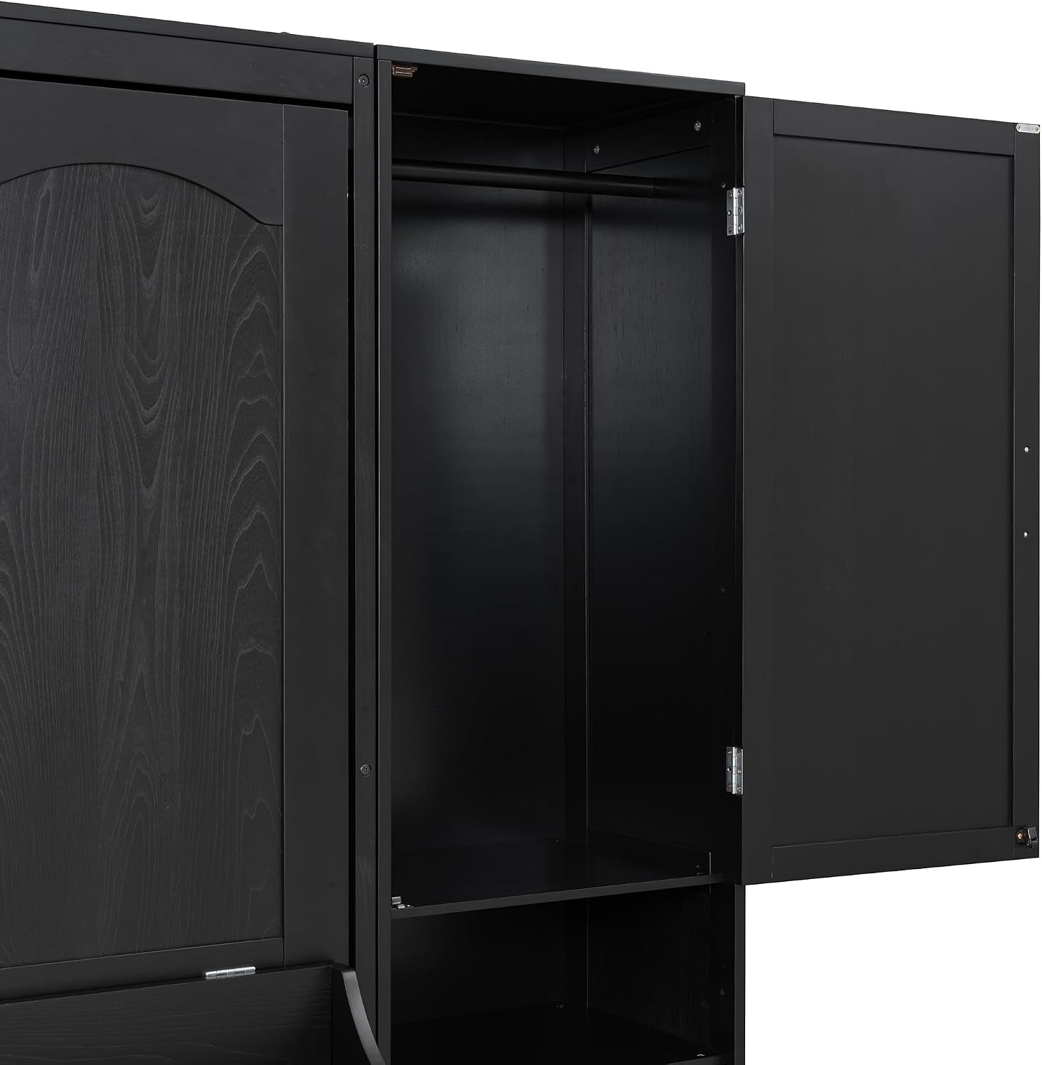 queen-murphy-bed-with-side-wardrobes-drawers-queen-size-wall-bed-frame-multi-functional-hidden-fold-down-cabinet-bed-with-clothing-hanging-rods-open-shelves-black