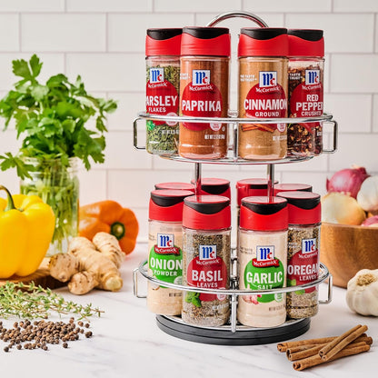 Spice Rack, Two Tier Chrome, Featuring 16 Herbs & Spices for Everyday Cooking, Great Gift for Housewarming, Wedding & Bridal Shower, 26.09 Oz7