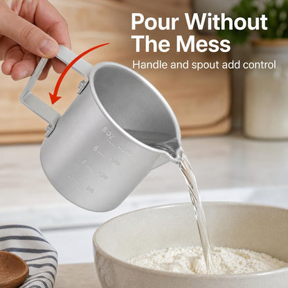 Measuring Cup, 8 Oz Metal Measuring Cup with Handle and Pour Lip for Liquid with Easy-Read Markings for Cooking and Baking, Kitchen Essential Aluminium2