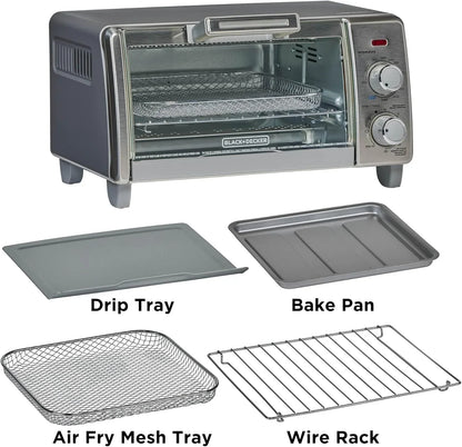 BLACK+DECKER 4-Slice Air Fry Toaster Oven, 5-In-1 Countertop Oven | Air Fry, Bake, Broil, Toast and Keep Warm with Eventoast Technology and Room for a 9-Inch Pizza.9