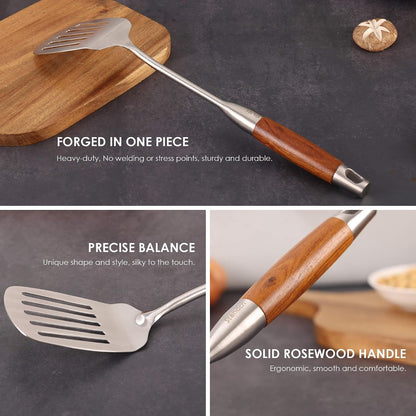 18/10 Stainless Steel Kitchen Utensils Set with Roosewood Handle5