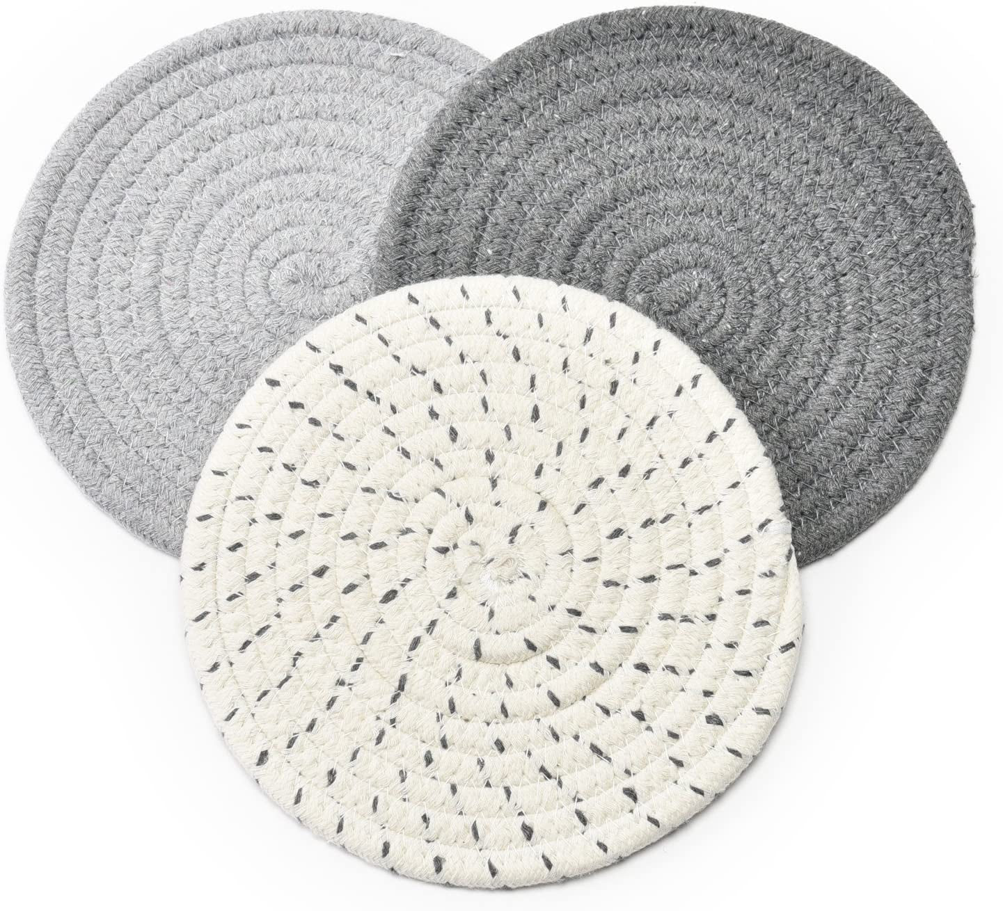 potholders-set-trivets-set-100-pure-cotton-thread-weave-hot-pot-holders-set-set-of-3-stylish-coasters-hot-pads-hot-mats-spoon-rest-for-cooking-and-baking-by-diameter-7-inches-gray