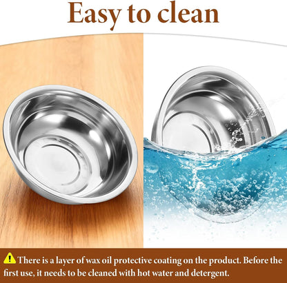 4 Pcs Stainless Steel Mixing Bowl Nesting Metal Prep Salad Bowl Extra Large Basin Salad Basin with Deeper Edge, Mirror Finish for Home Cooking or Commercial, Dishwasher Safe, Silver (13 Inch 8 Qt)5