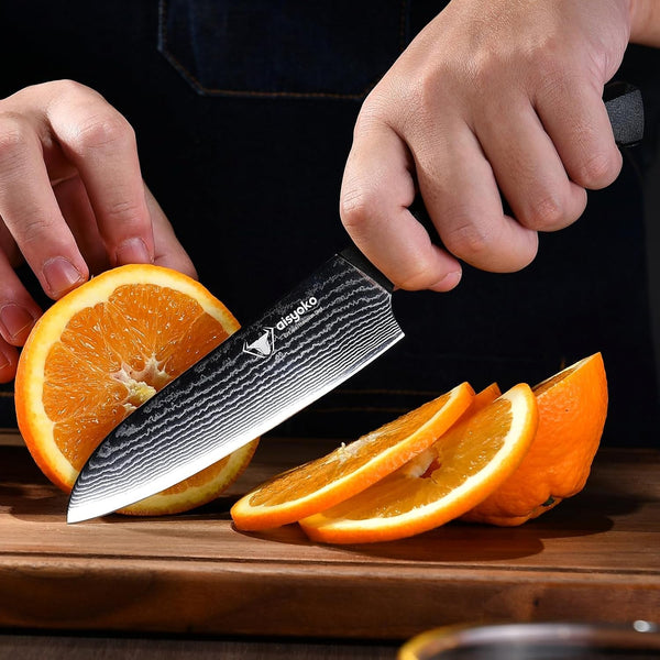 Santoku Knife 5" Inches-Japan 8C Super Steel 67 Layer Damascus Steel-Sharp Kitchen Knife-Full Tang ABS Anti-Skid Handle Utility Knife Cooking Knife with Luxury Gift Box3