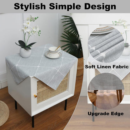 Small Square Tablecloth Plaid End Table Cloth 24" X 24" 2 PCS Grey3