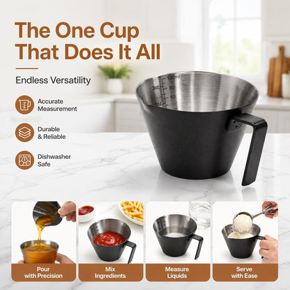 4 Pack Stainless Steel Espresso Measuring Cup, 3.4OZ/100ML Double Spout Espresso Shot Cups with Handle and Dual Scale, Small Coffee Pouring Cup, Coffee Accessories Sauce Cup, Dishwasher Safe6