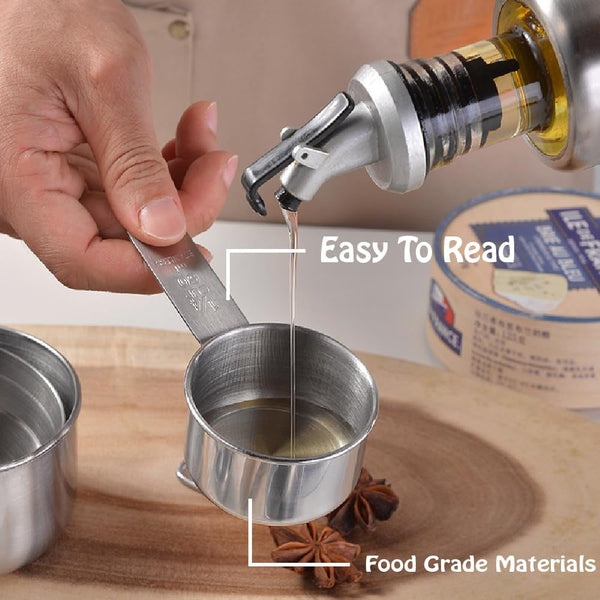 Stainless Steel Measuring Cups Set, 5 Pieces Kitchen Measuring Sets Gadgets Tool,For Cooking & Baking,Measure Dry & Wet Ingredients and Liquid (Cups)3