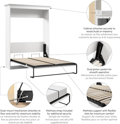Full Murphy Bed, White, Versatile, 64W8