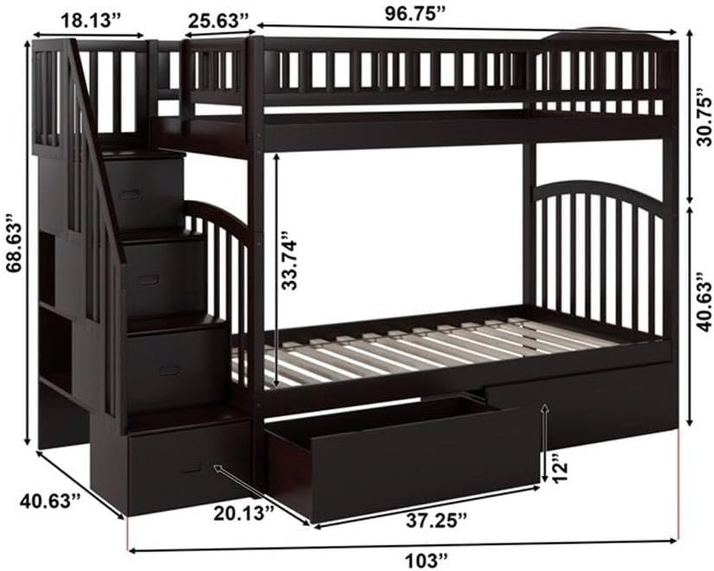 wood-staircase-storage-bunk-bed-twin-over-twin-espresso-finish-eco-friendly-hardwood-2-under-bed-drawers-4-staircase-drawers-3-built-in-shelves-kids-room-furniture