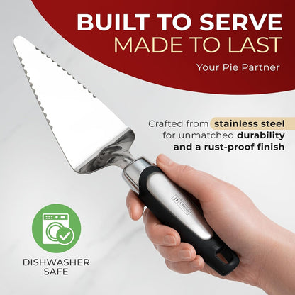 Pie Server, Essential Kitchen Tool, Serrated on Both Sides, Great for Right or Left Handed Chef, Stainless Steel Flatware, Cake Cutter, Black2