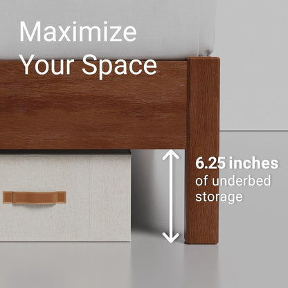 Signature Wood Platform Bed Frame with Headboard, Essential, Noise Free, under Bed Storage, No Box Spring Needed, Easy Assembly (Cherry, Twin)4
