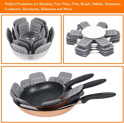 Pan and Pot Protectors, Larger & Thicker Pan Protectors with Stars, Set of 6 and 3 Different Sizes, Pot Protectors for Stacking and Protecting Your Cookware | 6-Piece Cookware Dividers with Stars Protect Pans, Pots, Bowls and Dishes from Scratches and Chipping When Stacked or Stored5