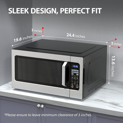 Large Countertop Microwave Oven with Smart Sensor, 2.2 Cu.Ft, 1200W | Smart Humidity Sensor, 6 Auto Menus, Auto Defrost, ECO Mode, Mute Option, 16.5" Memory Turntable, Stainless Steel3