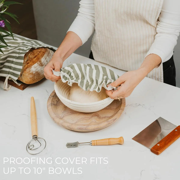 Beautiful Linen Bread Bag Set & Proofing Cover for Homemade Sourdough | Keeps Your Loaf Fresh for Days - Reusable, Easy to Clean and the Perfect Baking Accessories6