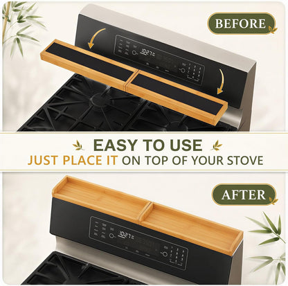 Magnetic Stove Top Shelf 30 Inch – over the Stove Spice Rack Organizer for Flat Top Stoves, Strong Magnetic Bamboo Kitchen Shelf, Space Saving Stove Top Storage Rack, Tool-Free Installation, Natural6