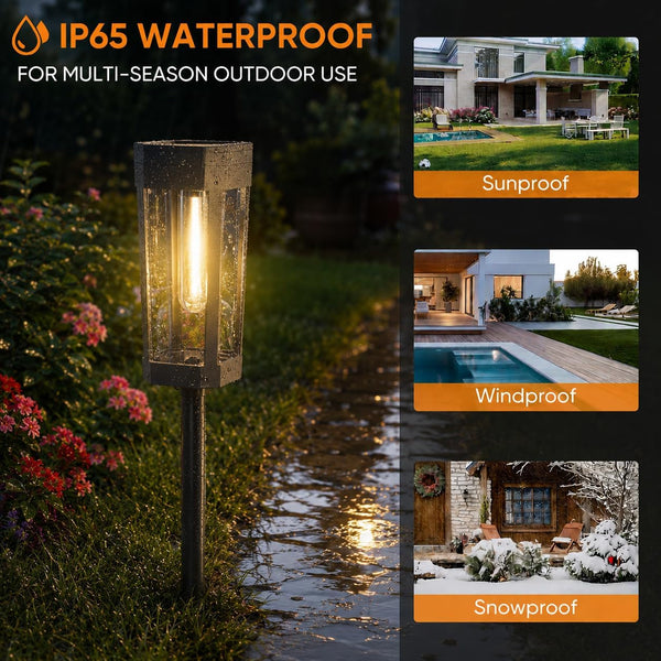 Solar Pathway Lights Outdoor, 8 Pack Tungsten Filament Solar Lights, 3 Modes Auto On/Off, IP65 Waterproof, Dusk to Dawn Solar Garden Lights for Yard, Driveway, Lawn, Walkway & Landscape4
