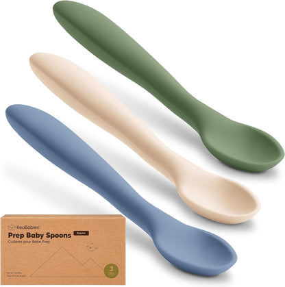 Silicone Baby Spoons Self Feeding 6-12 Months, 3-Pack (Slate) | Large Scoop, Baby Led Weaning Utensils, First Food Training Spoon, Toddler, Kids Eating Essential, Dishwasher-Safe, Bpa-Free1