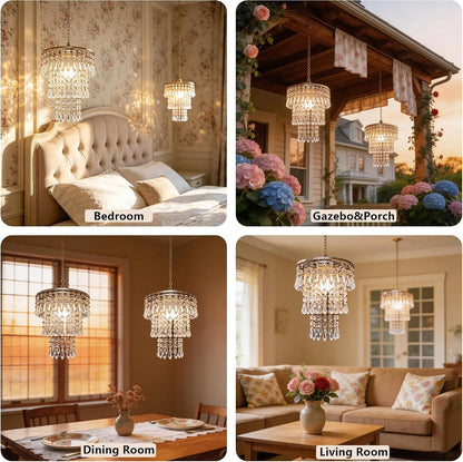 Battery Operated Chandelier 2 Pack, 3-Tier Rechargeable Pendant Light with Remote, 5000Mah Built-In Li-Polymer Battery, RGB Dimmable No Wiring Crystal Hanging Lamp for Indoor Outdoor Patio Bedroom9